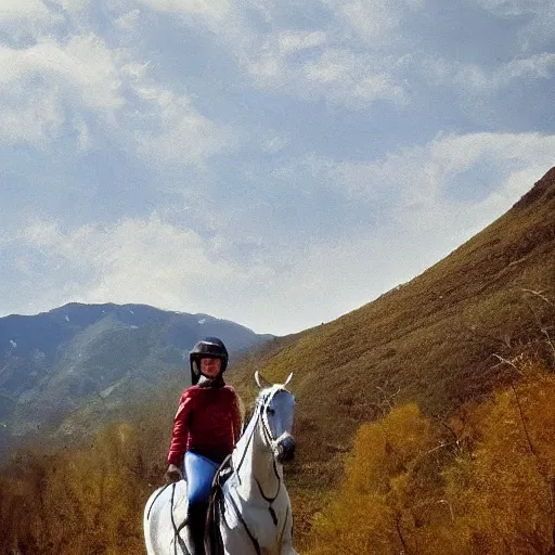 Prompt: kara ben nemsi on a horse in the mountains