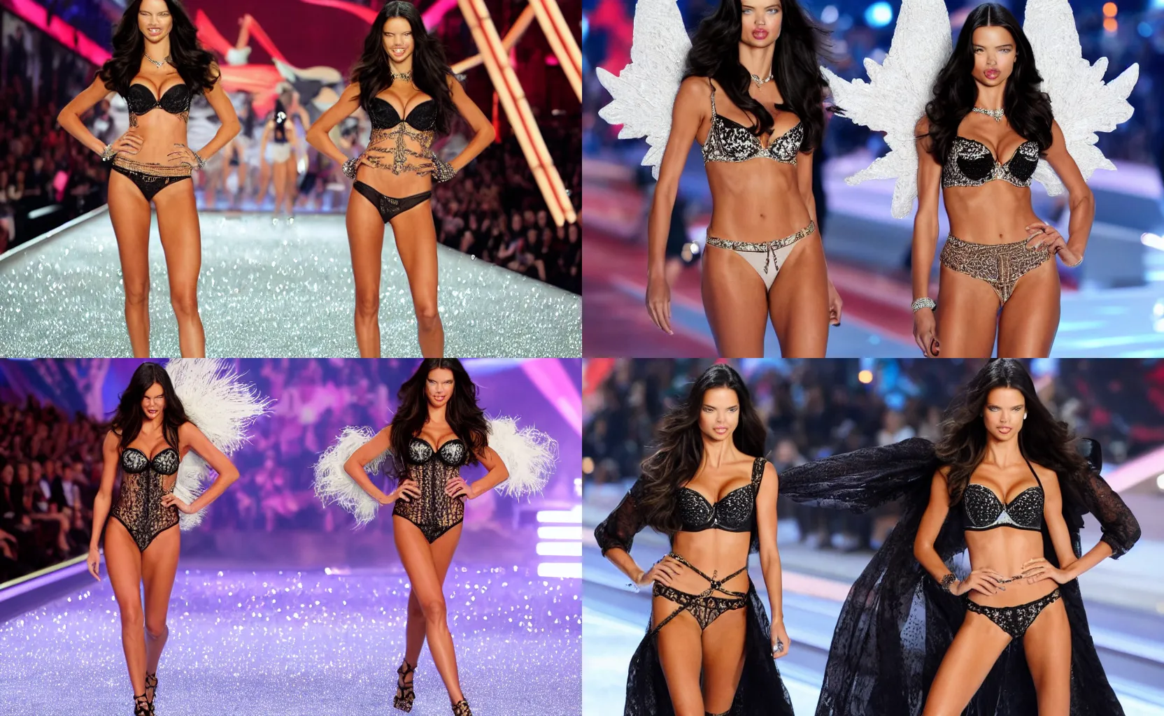 Prompt: Adriana Lima on Victoria's Secret Fashion Show