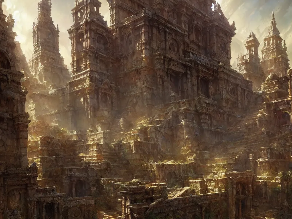 Image similar to forgotten ancient city, fantasy, ultra realistic, concept art, intricate details, highly detailed by greg rutkowski, gaston bussiere, craig mullins, simon bisley, eddie mendoza