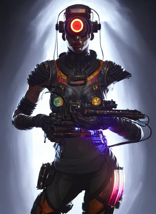 Image similar to portrait of apex legends deadshot, intricate, elegant, glowing lights, highly detailed, digital painting, artstation, glamor pose, concept art, smooth, sharp focus, illustration, art by artgerm and greg rutkowski, artey freytag