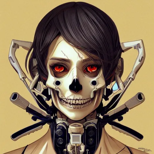 Prompt: anime manga skull portrait young woman skeleton, robot cyborg, intricate, elegant, highly detailed, digital art, ffffound, art by JC Leyendecker and sachin teng