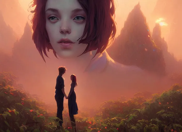 Image similar to highly detailed poster of'i love you ', stephen bliss, unreal engine, fantasy art by greg rutkowski, loish, rhads, ferdinand knab, makoto shinkai and lois van baarle, ilya kuvshinov, rossdraws, tom bagshaw, alphonse mucha, global illumination, radiant light, detailed and intricate environment