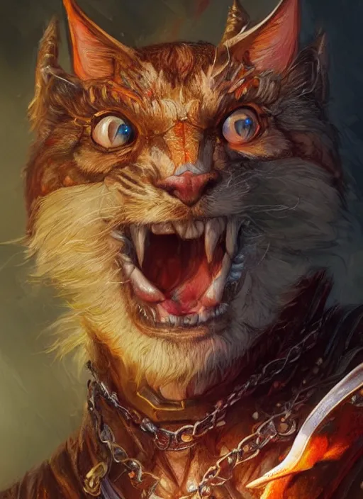 Image similar to catperson, ultra detailed fantasy, dndbeyond, bright, colourful, realistic, dnd character portrait, full body, pathfinder, pinterest, art by ralph horsley, dnd, rpg, lotr game design fanart by concept art, behance hd, artstation, deviantart, hdr render in unreal engine 5