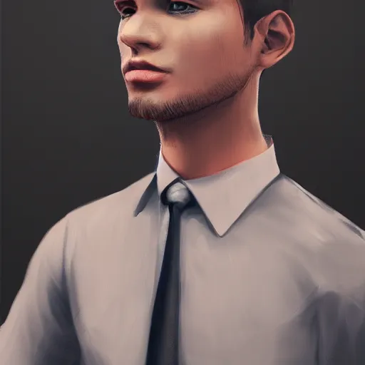 Image similar to realistic! portrait of young brown working man wearing a formal shirt, detailed digital art , trending on artstation, detailed digital art