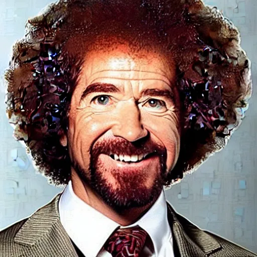 Image similar to a press photo Bob Ross as Ironman