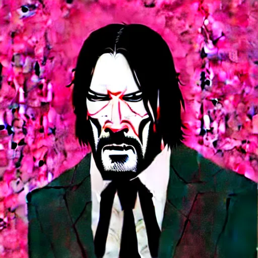 Image similar to john wick, hotline miami art style, by wlop