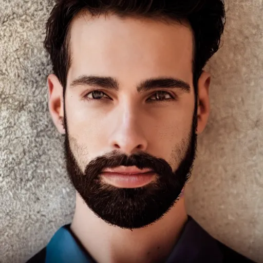 Image similar to Camilo Gc , perfect face proportions, groomed beard , handsome, anthropologist, 8k, cinematic, reality,