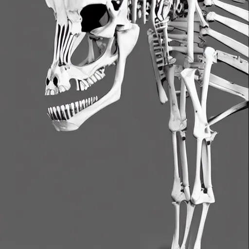 Prompt: complete unicorn skeleton in a museum, detailed photograph 8 0 mm long shot minimalist background