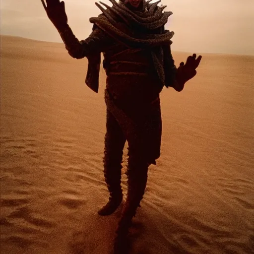 Image similar to photo of Steve buscemi as a sandworm from Dune, sharp lighting, high contrast