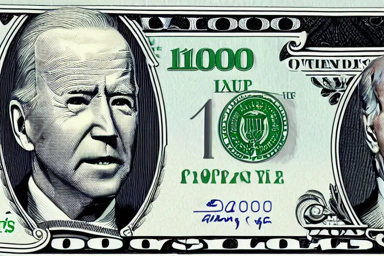 Prompt: Joe Biden on a $100 bill