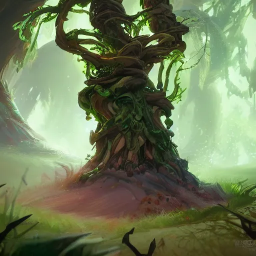 Image similar to arcane style forest tree root trap, root trap, bright art masterpiece artstation. 8k, sharp high quality artwork in style of Jose Daniel Cabrera Pena and Greg Rutkowski, concept art by Tooth Wu, blizzard warcraft artwork, hearthstone card game artwork, green nature, green tree, roots