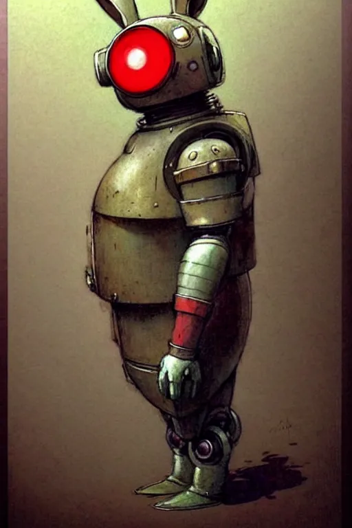 Image similar to adventurer ( ( ( ( ( 1 9 5 0 s retro future robot android fat wise old rabbit android. muted colors. ) ) ) ) ) by jean baptiste monge!!!!!!!!!!!!!!!!!!!!!!!!! chrome red