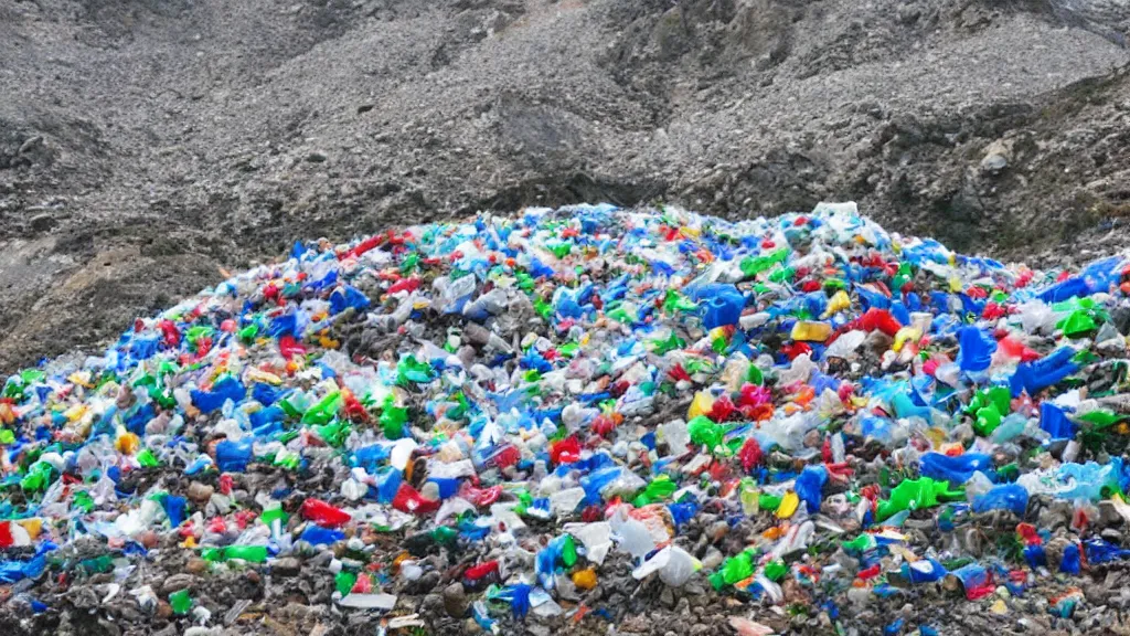 Prompt: a mountain made of Plastic