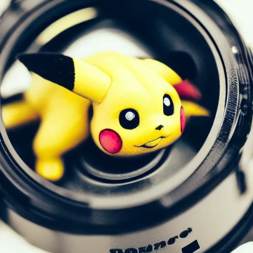 Prompt: a macro photograph of pikachu, dslr