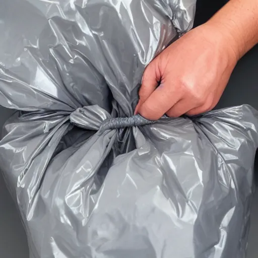 Image similar to Full grey bin bag, tied closed