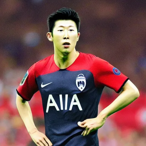 Prompt: portrait of son heung min in the style of dinotopia