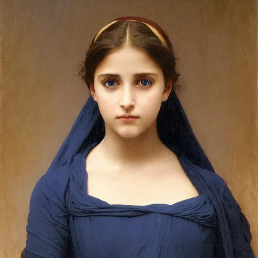 Prompt: A detailed portrait of Alia Atreides, a girl with glowing blue eyes, by William-Adolphe Bouguereau