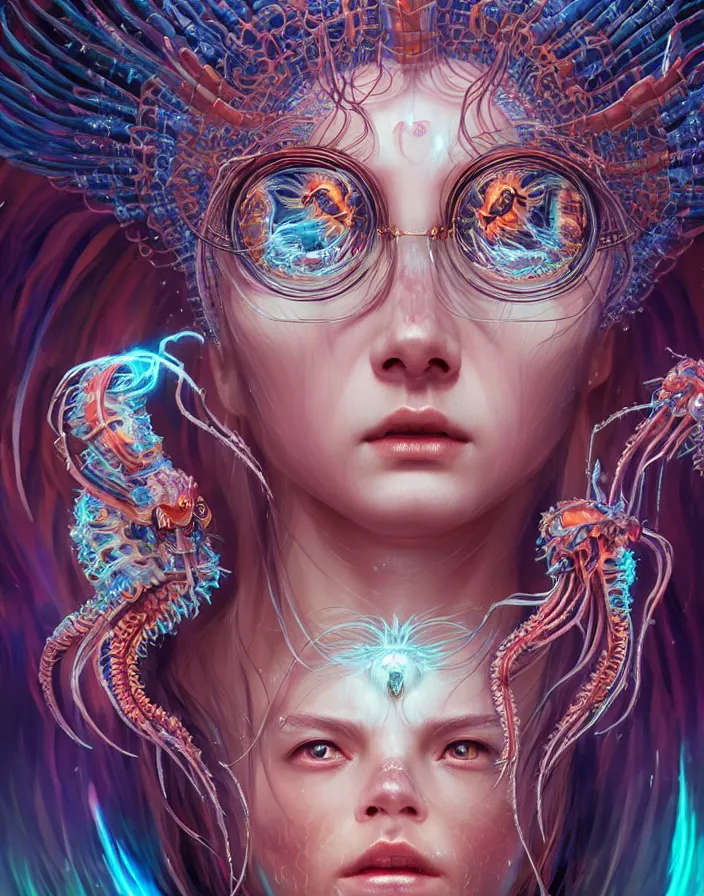 Prompt: demon goddess close-up portrait tribal slavic russian princess, jellyfish phoenix dragon, butterfly squid, burning halo, intricate artwork by Tooth Wu and wlop and beeple, greg rutkowski, very coherent symmetrical artwork, cinematic, hyper realism, high detail, octane render, unreal engine, 8k, Vibrant colors, Smooth gradients, High contrast, depth of field, aperture f1.2