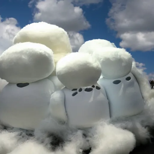 Image similar to fluffy clouds looking like stay puft marshmellow man