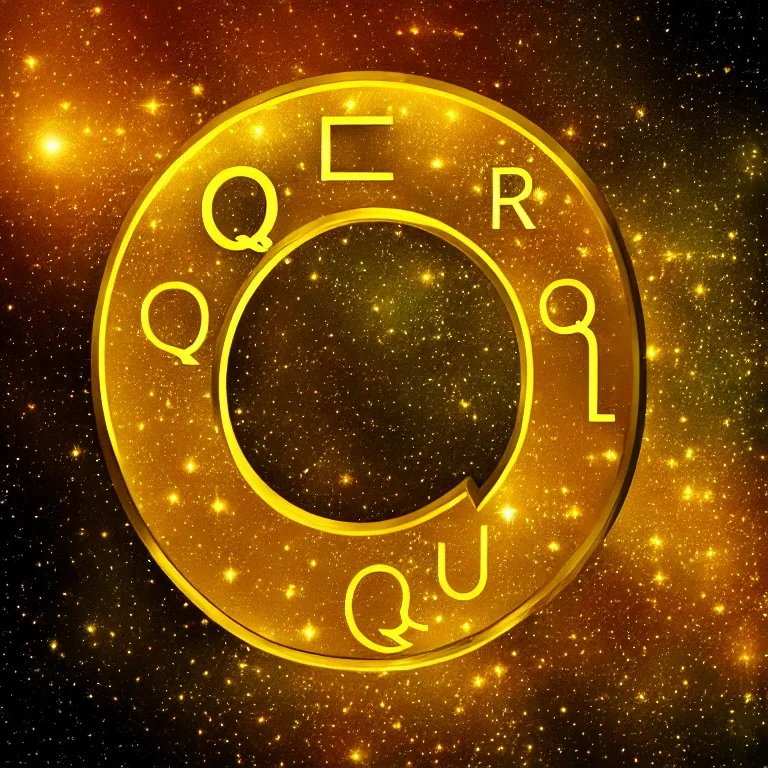 Prompt: letter q in gold style on space background, cinematic, highly detailed