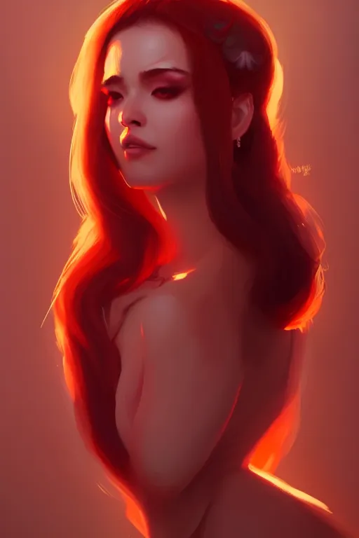 Image similar to a detailed portrait of a beautiful woman with ( red panda ) features, in professional makeup, dramatic lighting, by lois van baarle, ross tran, greg rutkowski, 4 k, trending on artstation