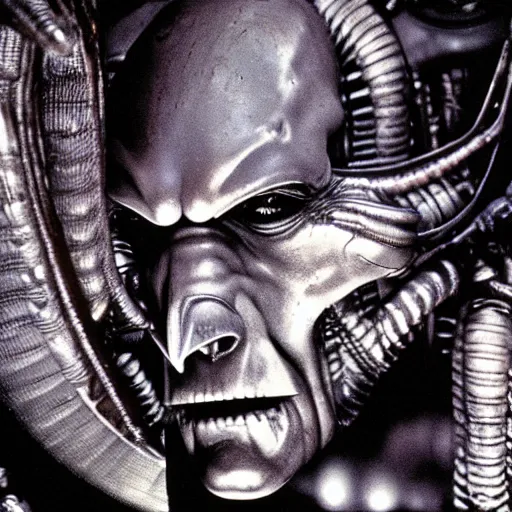 Prompt: film still of saul goodman in alien, giger, detailed