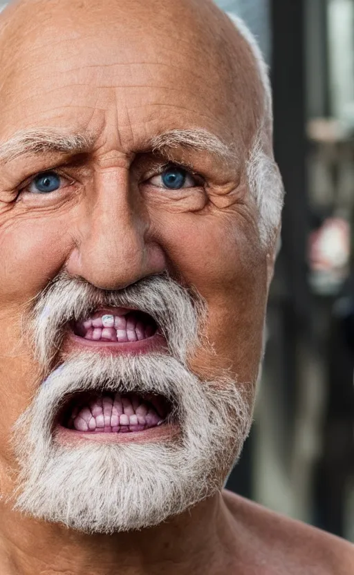 Image similar to portrait of hide the pain harold, accurate and detailed, round face, awkward but friendly, stock photo, Nikon 50mm f/1.8G, artgerm