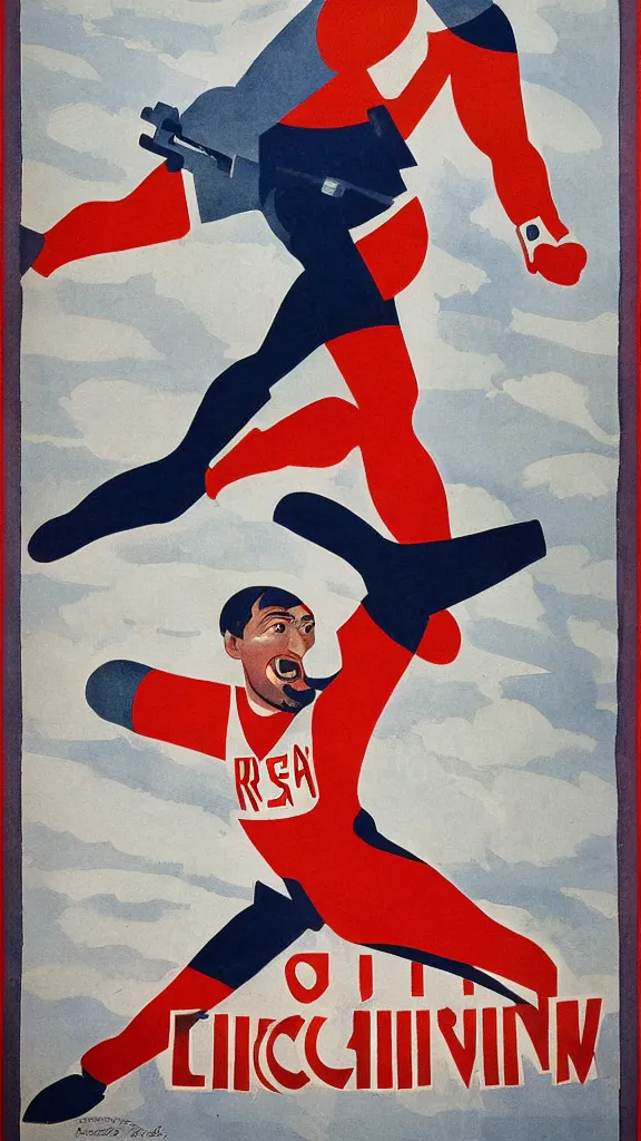 Prompt: pro - russian war propaganda poster of alex ovechkin by miguel covarrubias