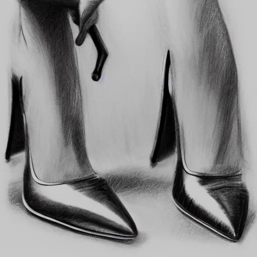 Image similar to pencil illustration of Manolo blahnik highly detailed, cinematic,