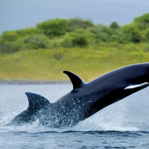 Prompt: a pilot whale driving an airplane