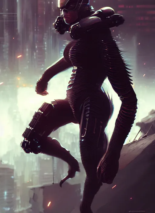 Prompt: a superhero ape kid in battle pose, intricate, highly detailed, cyberpunk, artstation, art by artgerm, soft lighting, very detailed, art by greg rutkowski, anime, stylish, cyberpunk, concept art, smooth, sharp focus, wlop