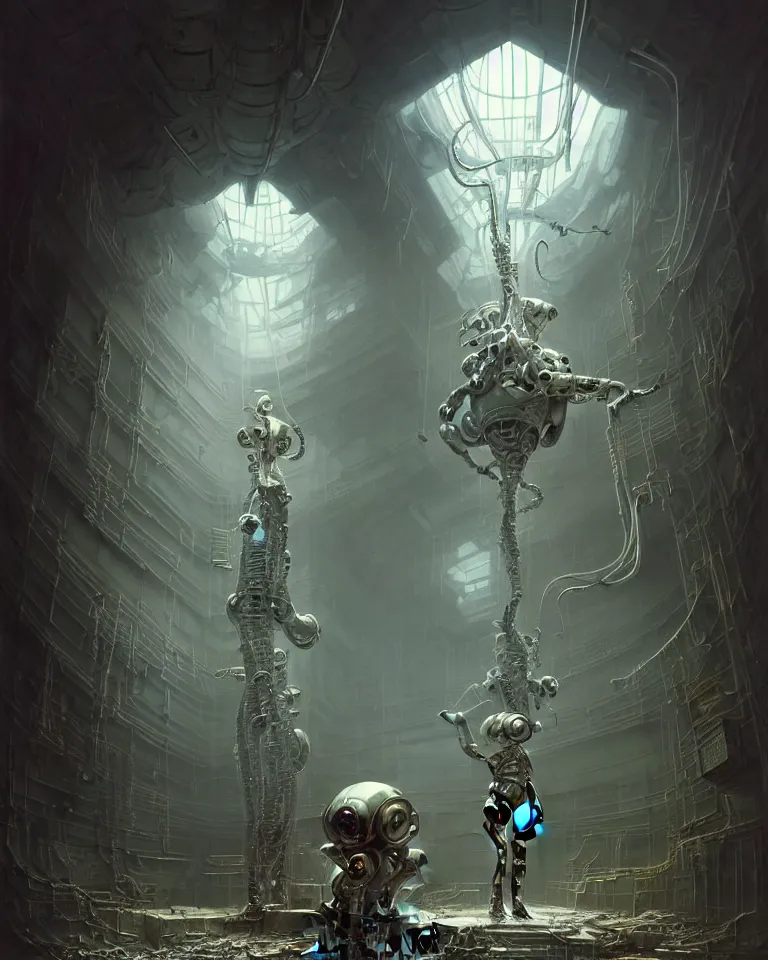 Image similar to low angle shot of a cyberpunk robot character inside a chernobyl room, intricate, elegant, highly detailed, centered, digital painting, artstation, concept art, smooth, sharp focus, illustration, artgerm, tomasz alen kopera, peter mohrbacher, donato giancola, joseph christian leyendecker, wlop, boris vallejo