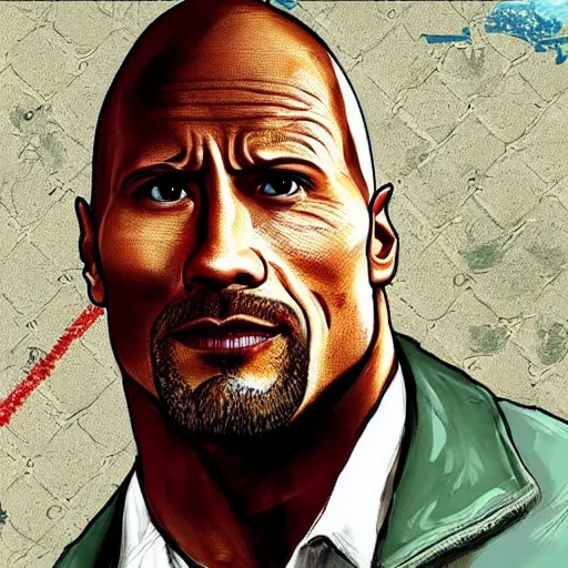 Image similar to Dwayne Johnson in GTA art style