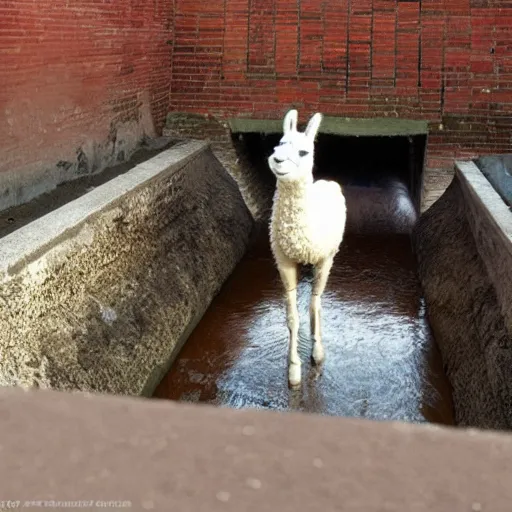 Prompt: llama in the sewers