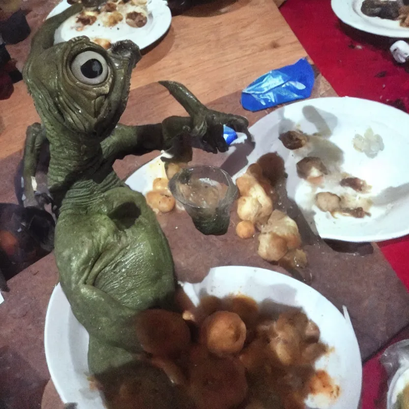 Prompt: i caught this alien trying to eat my gnocchis!