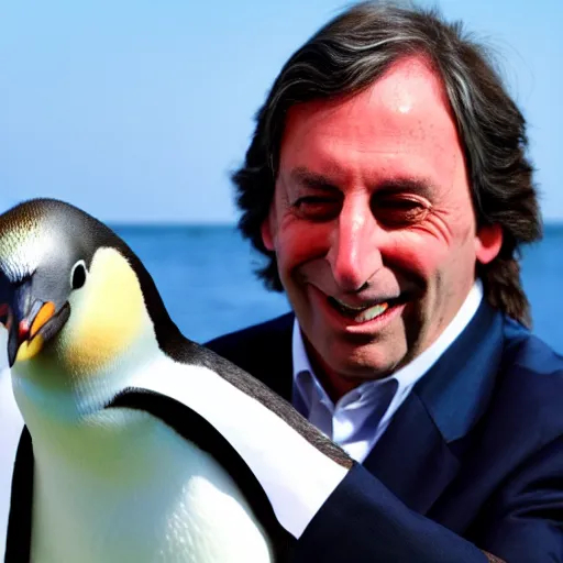 Image similar to a photo of nestor kirchner with a penguin