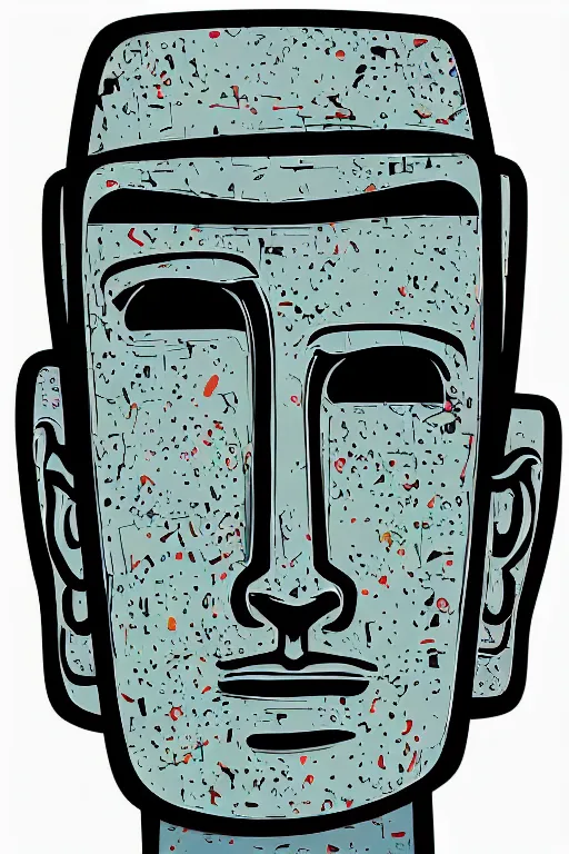 Image similar to vector moai statue popart slap face caricature comics illustration cartoon graffity street digital