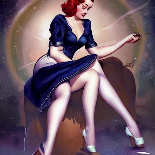 Prompt: a retro 1 9 5 0 pinup by charlie bowater and anna dittmann and gil elvgren.