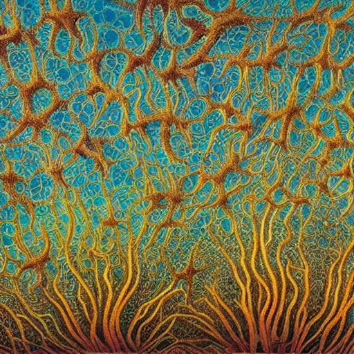 Image similar to beautiful and artistic mycelium on a fantastic planet and unusual inhabitants of the oceans, highly detailed