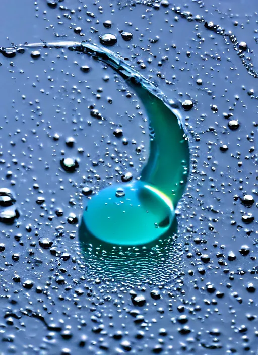 Image similar to portrait of a stunningly beautiful water drop, pixel perfect