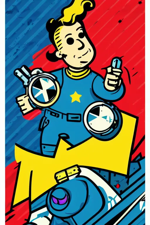 Image similar to fallout 7 6 retro futurist illustration art by butcher billy, sticker, colorful, illustration, highly detailed, simple, smooth and clean vector curves, no jagged lines, vector art, smooth andy warhol style