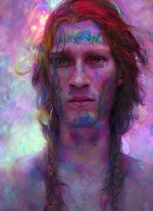 Image similar to full-length portrait of psychedelic shaman under fire light, highly detailed, sharp focused, ultra realistic digital concept art by Alyssa Monks, Charlie Bowater