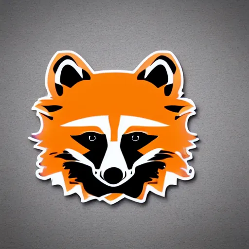 Prompt: a nice beautiful orange and purple vector sticker e-sports logo of a raccoon