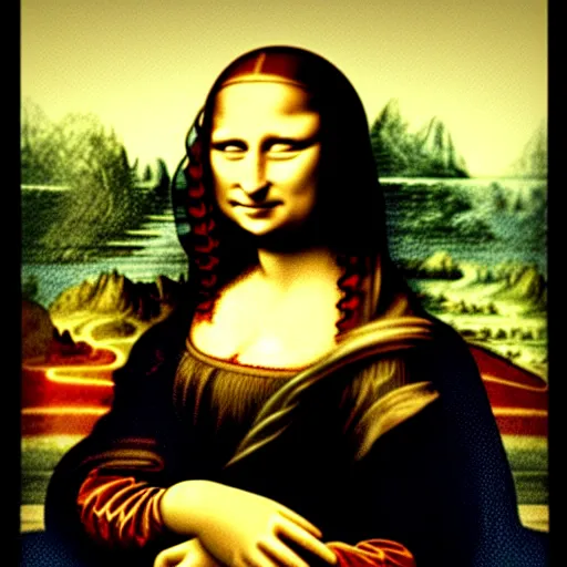 Prompt: mona lisa stoned out of her mind laughing funny