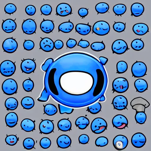 Image similar to the most cutest adorable happy picture of a blue ball face, key hole on blue ball, locklegion, lock for face, keyhole faceial movement, chibi style, wooperlock, wooper lock, black keyhole face, adorably cute, enhanched, deviant adoptable, digital art Emoji collection