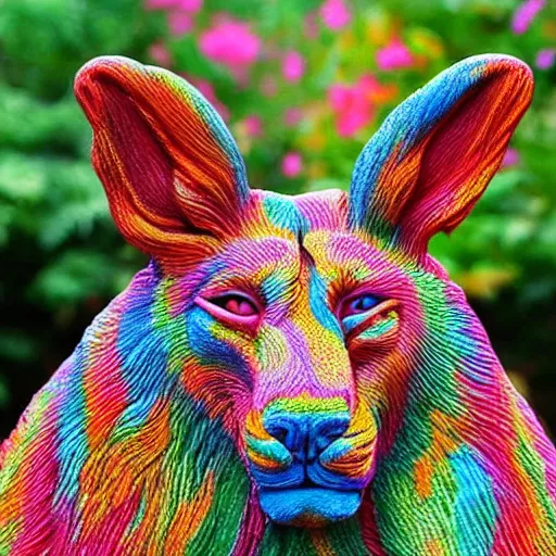 Image similar to psychedelic animal sculptures