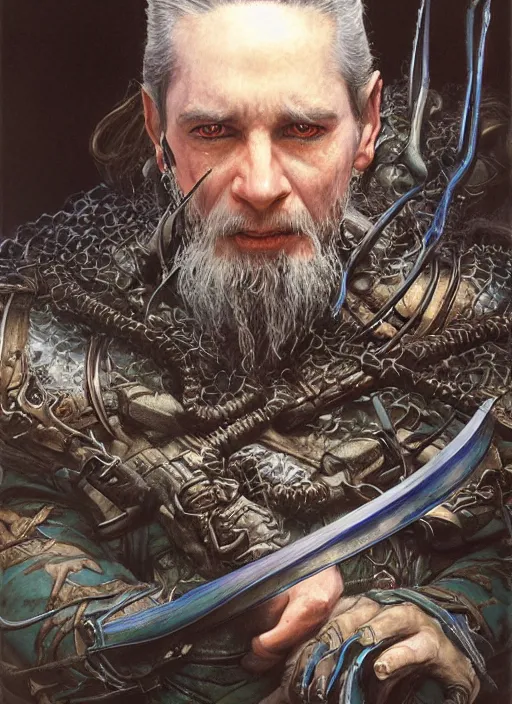 Image similar to a hyperrealistic and detailed paintbrush portrait of a male fantasy character, art by donato giancola and bayard wu and gustav moreau and wayne barlowe, rpg portrait, lotr