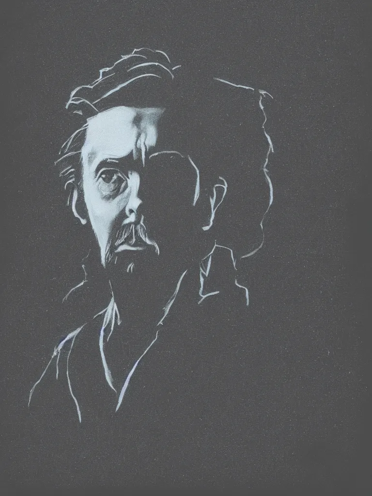 Image similar to portrait of alan watts on black paper