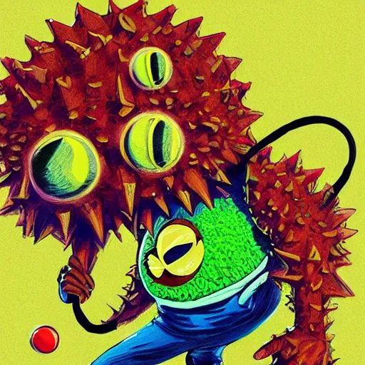 Image similar to a tennis ball monster , hip hop style, multiple gold chain necklace, digital art, fantasy, magic, trending on artstation, ultra detailed, professional illustration by Basil Gogos