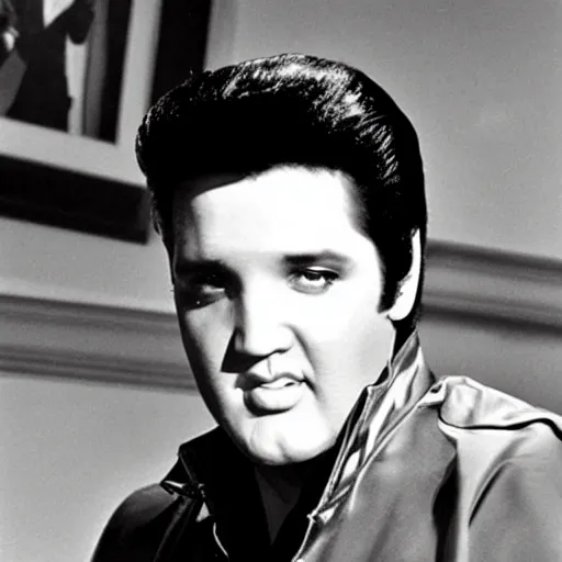 Image similar to elvis presley in a red lobster commercial,